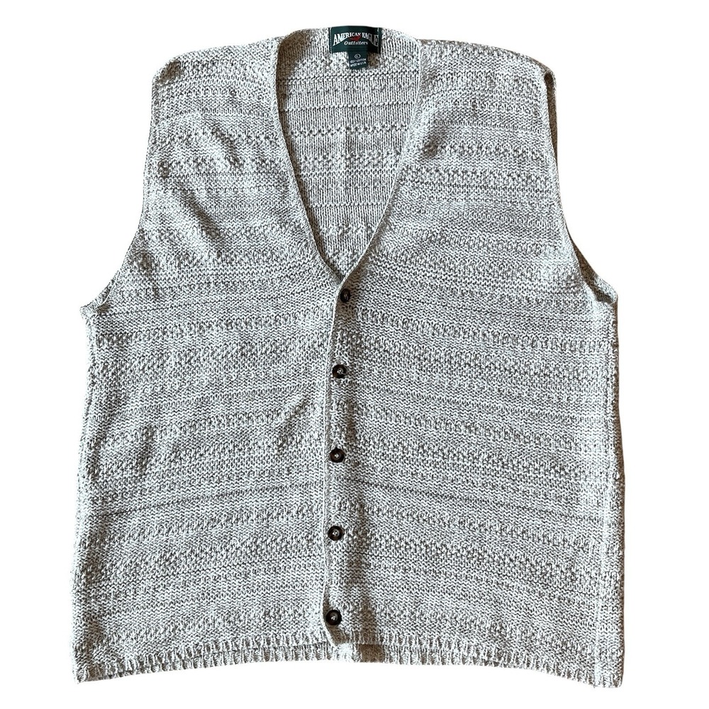 Vtg American Eagle Outfitters Mens L 100% Cotton Chunky Knit Sweater Vest USA